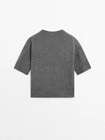 Short sleeve wool blend sweater