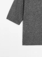 Short sleeve wool blend sweater