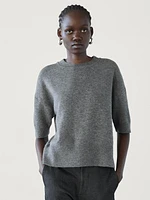 Short sleeve wool blend sweater