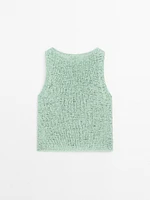 Flecked cotton blend knit top