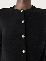 Wool blend cardigan with rhinestone button