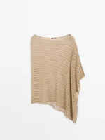 Semi-sheer asymmetric knit cape