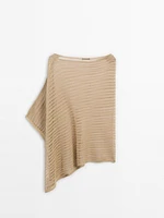 Semi-sheer asymmetric knit cape