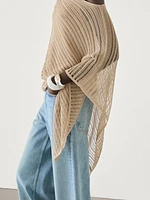 Semi-sheer asymmetric knit cape