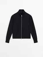 Cotton blend zip-up jacket