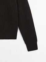 High neck wool sweater