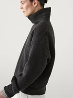 High neck wool sweater