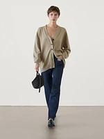 Long 100% wool knit cardigan