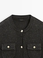 Cardigan with rhinestone button details