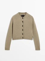 100% wool cropped knit cardigan