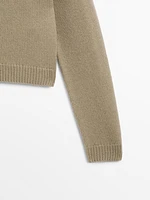 100% wool cropped knit cardigan