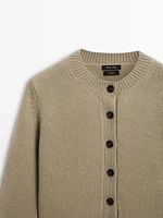 100% wool cropped knit cardigan