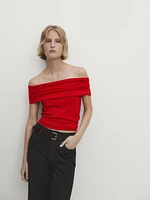 Knit top with draped detail