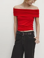 Knit top with draped detail