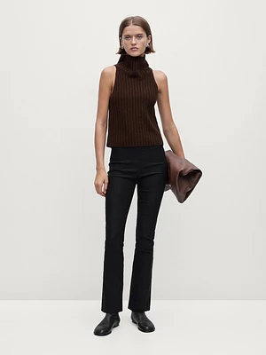 High neck ribbed top