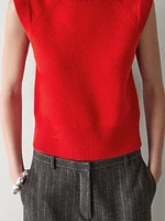 Wool and cashmere vest with ribbed trim