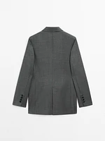 Double-breasted 100% wool blazer co-ord