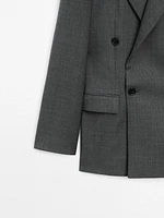 Double-breasted 100% wool blazer co-ord