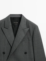 Double-breasted 100% wool blazer co-ord