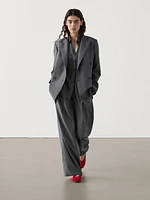 Double-breasted 100% wool blazer co-ord