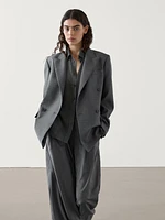 Double-breasted 100% wool blazer co-ord