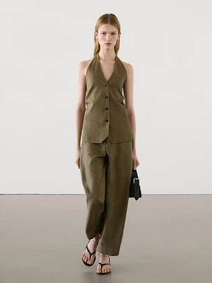 Linen halterneck co-ord waistcoat