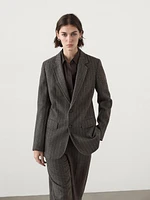 Pinstripe suit blazer