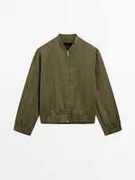 Bomber jacket with stand collar