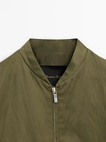 Bomber jacket with stand collar