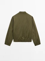 Bomber jacket with stand collar