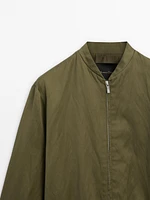 Bomber jacket with stand collar