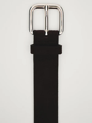 leather and split belt with rectangular buckle