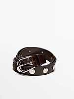 Studded nappa leather belt