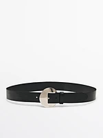 Nappa leather belt with ameva buckle