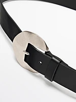 Nappa leather belt with ameva buckle