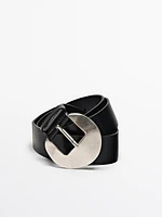 Nappa leather belt with ameva buckle