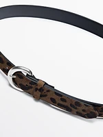 Leather leopard print belt