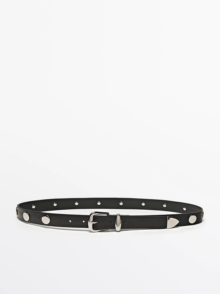 Leather belt with stud details