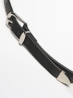 Leather belt with stud details