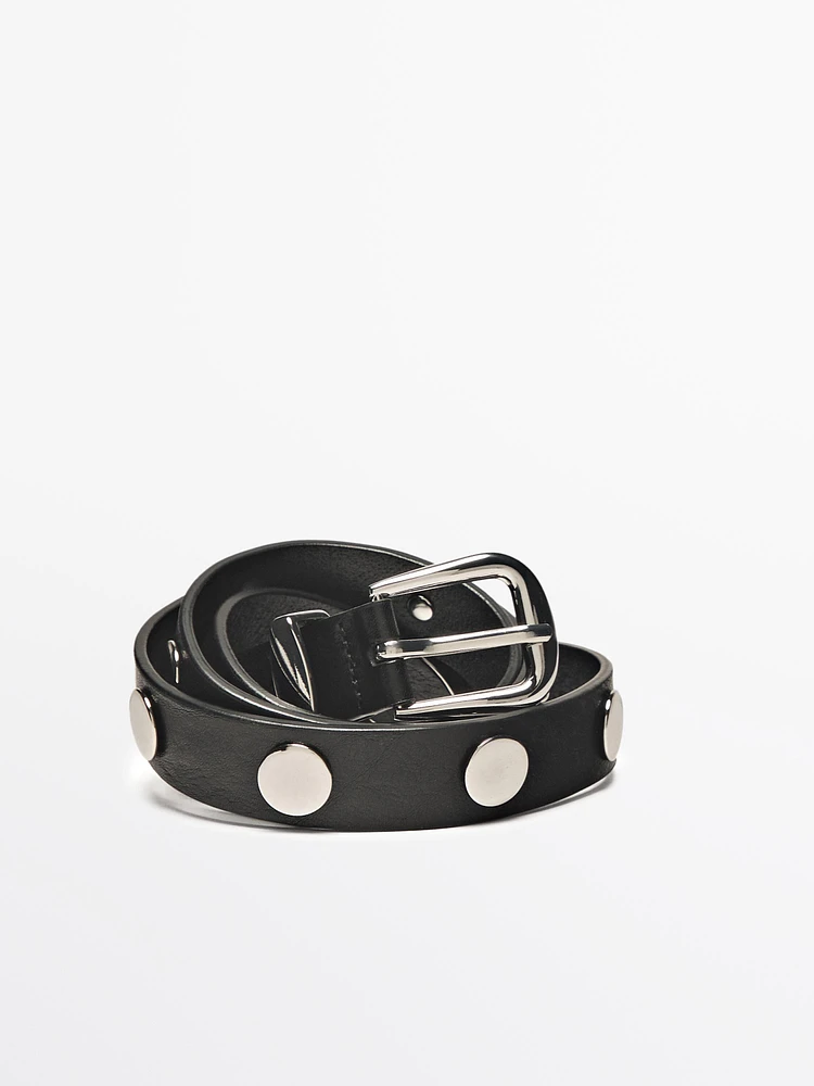 Leather belt with stud details