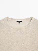 100% linen short sleeve cropped T-shirt