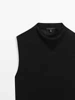 Lyocell blend funnel neck top