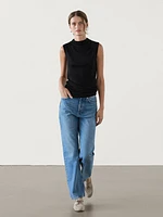 Lyocell blend funnel neck top