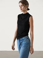 Lyocell blend funnel neck top