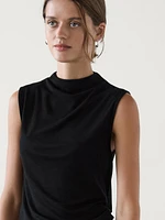 Lyocell blend funnel neck top