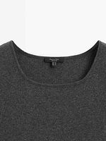 Ribbed cotton blend T-shirt