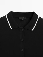 Semi-sheer polo collar T-shirt