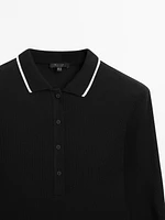 Semi-sheer polo collar T-shirt