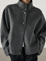 Wool blend high neck jacket