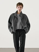 Wool blend high neck jacket